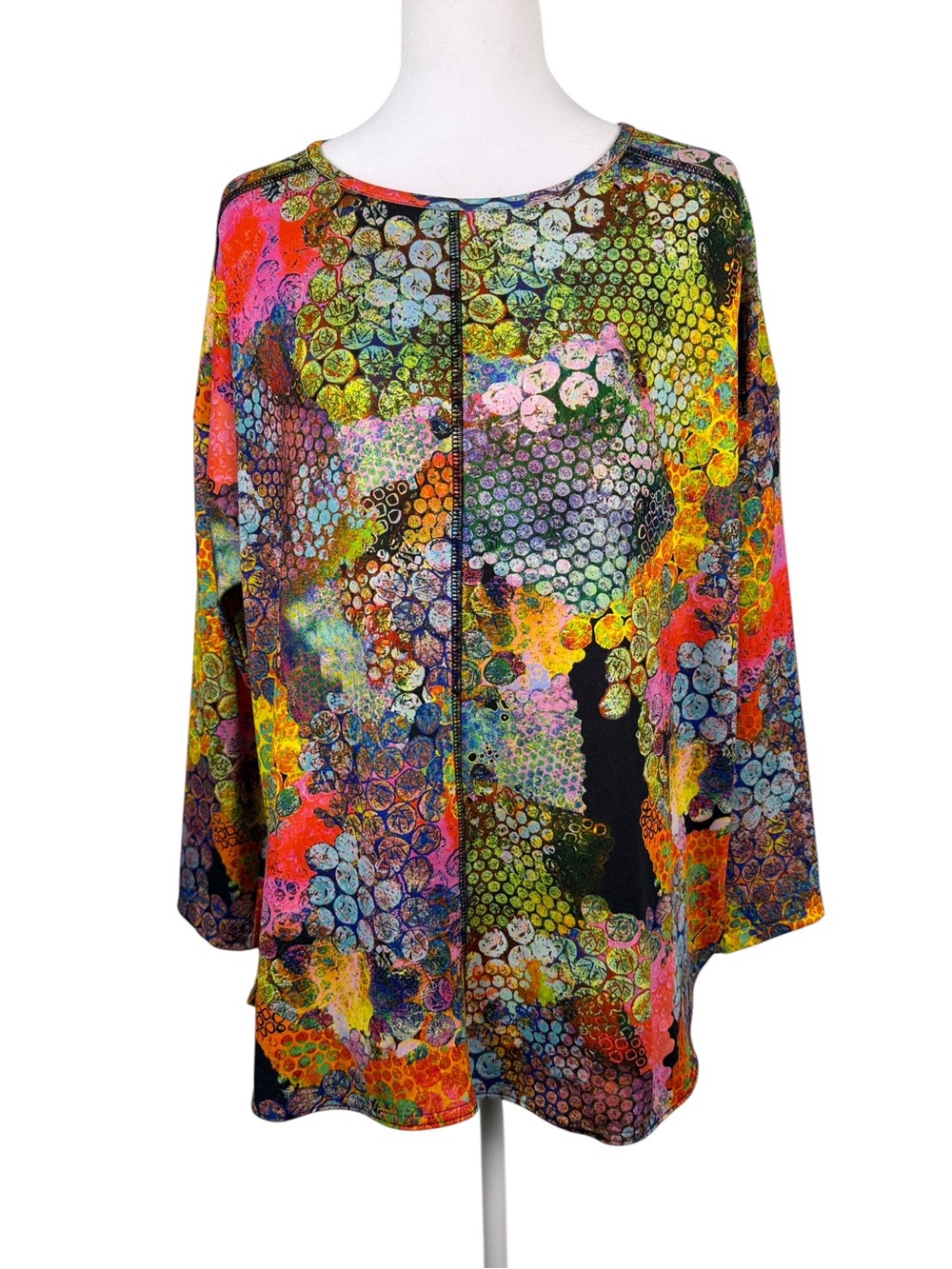 SNO SKINS Multicolor Abstract Bubble Print Viscose Top Black Base Size L